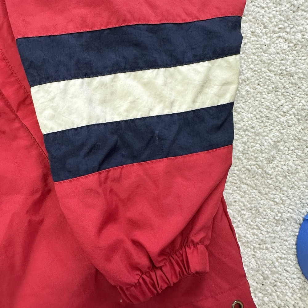 Vintage 90s Champion Nylon V-Neck Pullover Men's L Red Logo Windbreaker - Picture 5 of 11